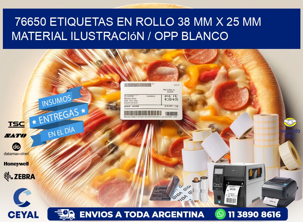 76650 Etiquetas en rollo 38 mm x 25 mm material Ilustración / OPP Blanco