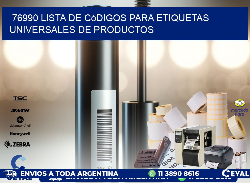76990 Lista de códigos para etiquetas universales de productos