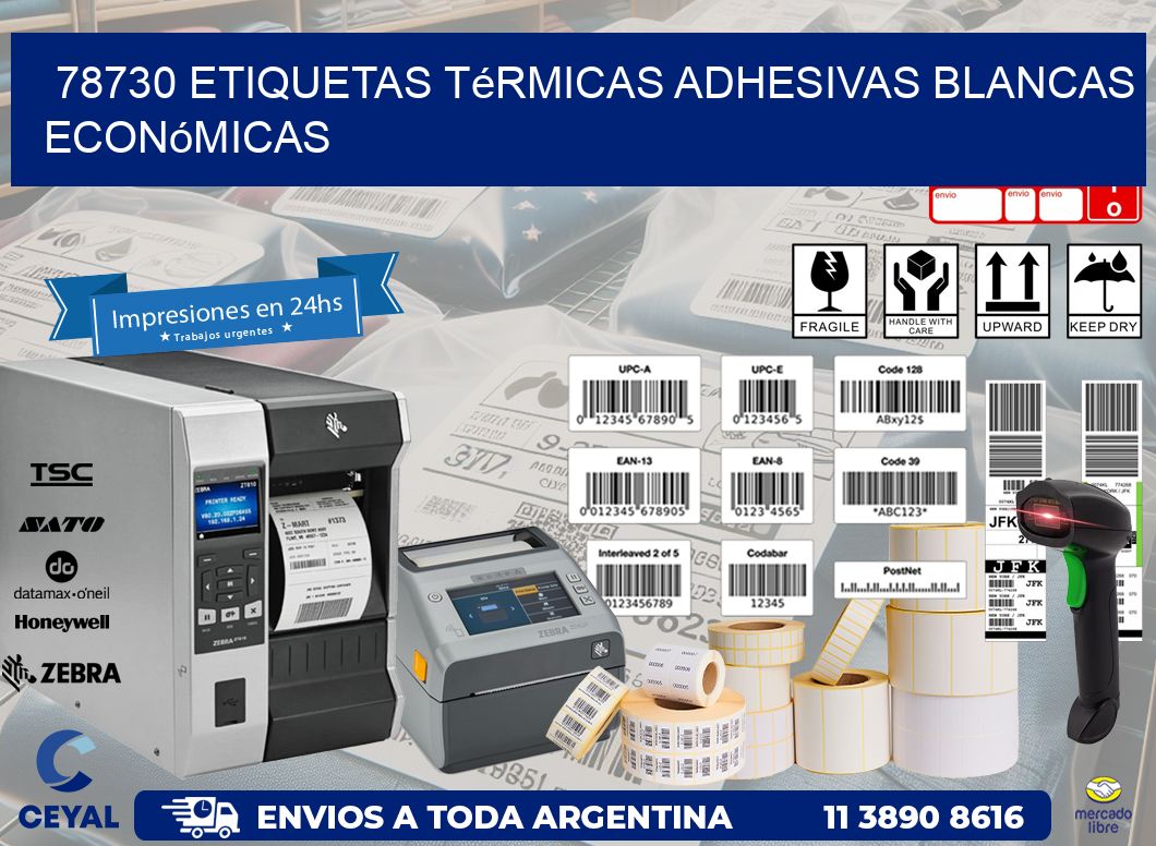78730 etiquetas térmicas adhesivas blancas económicas