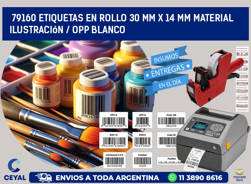 79160 Etiquetas en rollo 30 mm x 14 mm material Ilustración / OPP Blanco