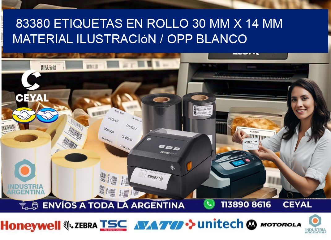 83380 Etiquetas en rollo 30 mm x 14 mm material Ilustración / OPP Blanco