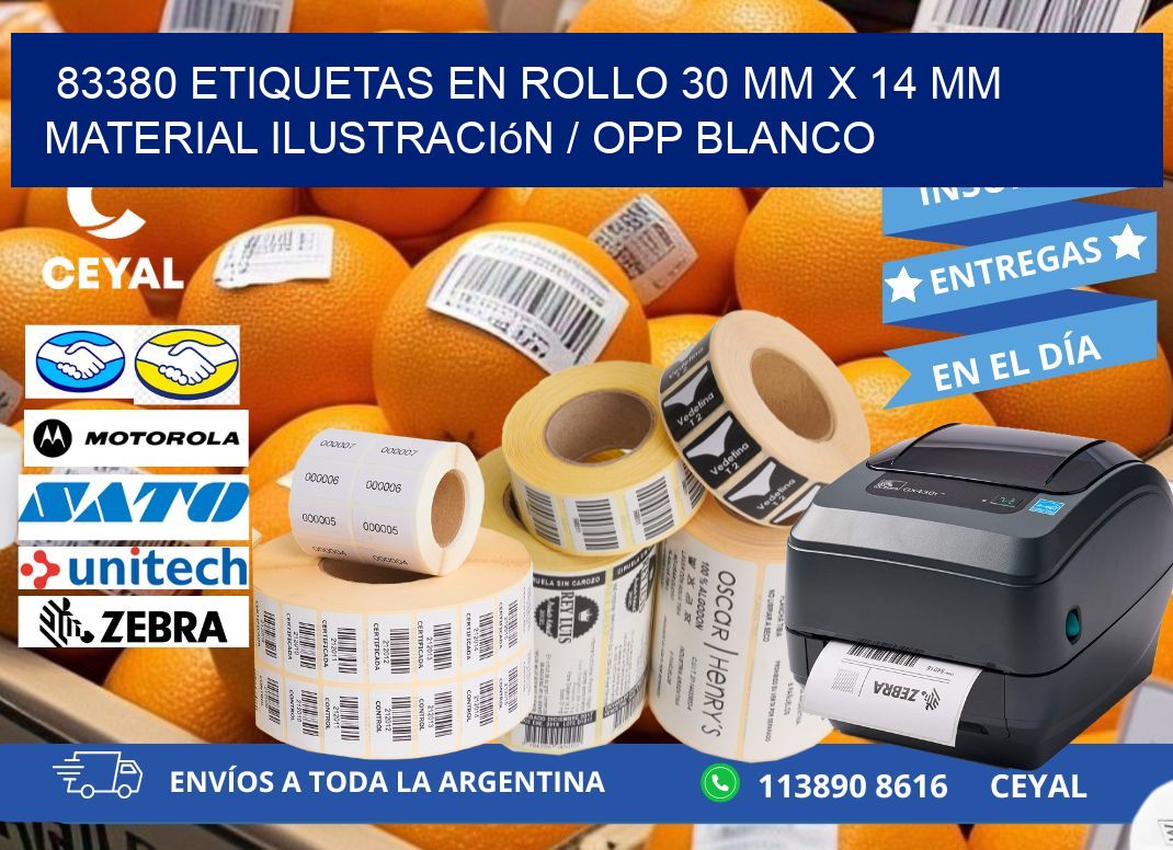 83380 Etiquetas en rollo 30 mm x 14 mm material Ilustración / OPP Blanco