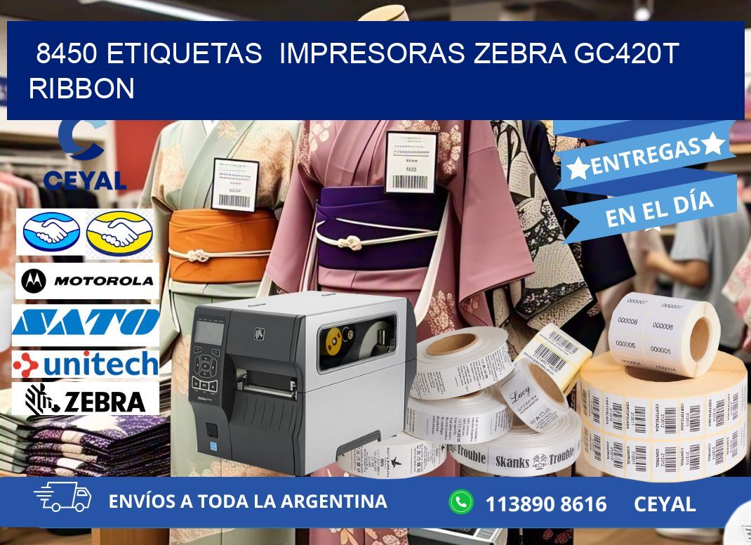 8450 etiquetas  impresoras zebra gc420t ribbon