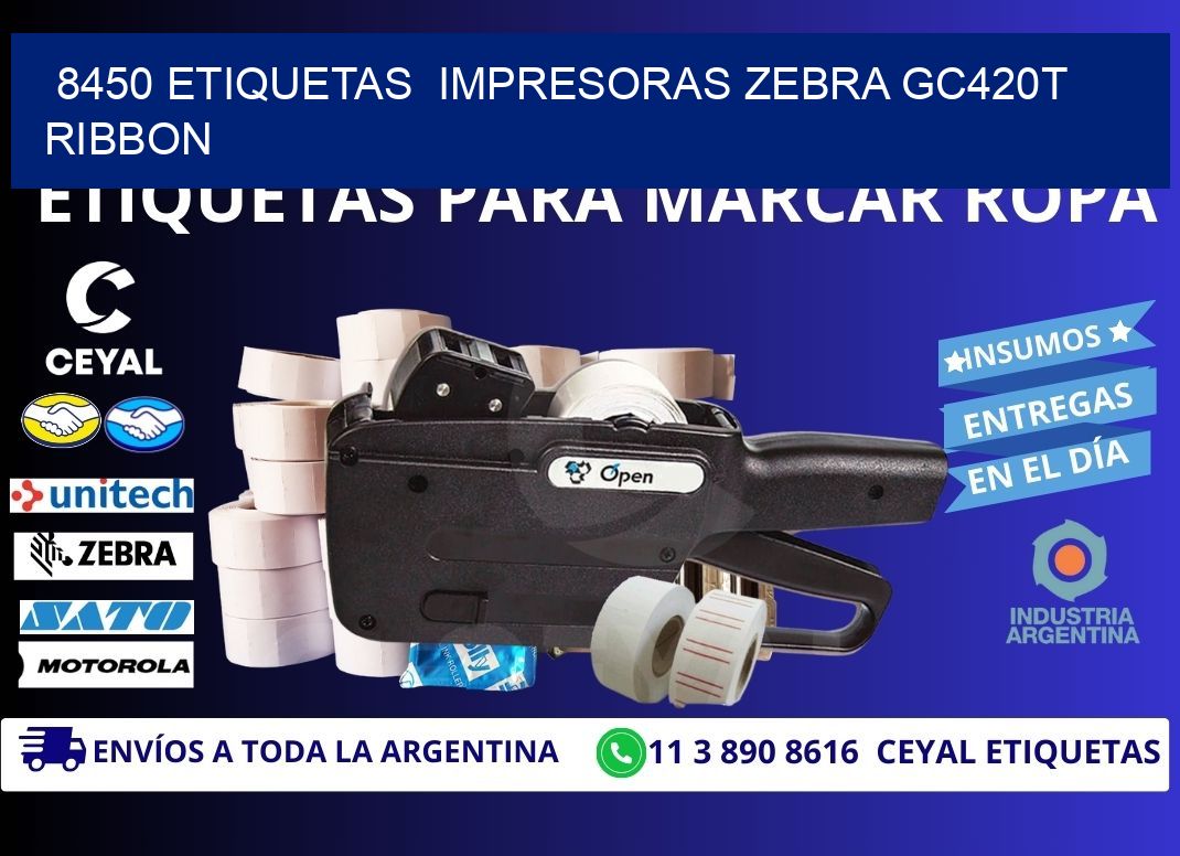 8450 etiquetas  impresoras zebra gc420t ribbon