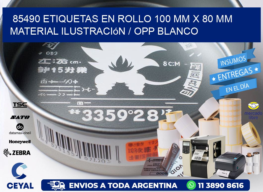 85490 Etiquetas en rollo 100 mm x 80 mm material Ilustración / OPP Blanco