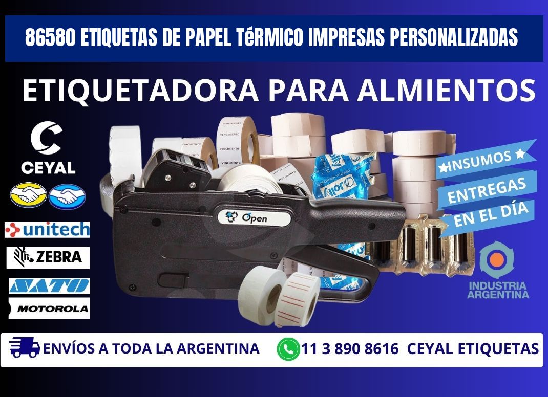 86580 Etiquetas de papel térmico impresas personalizadas