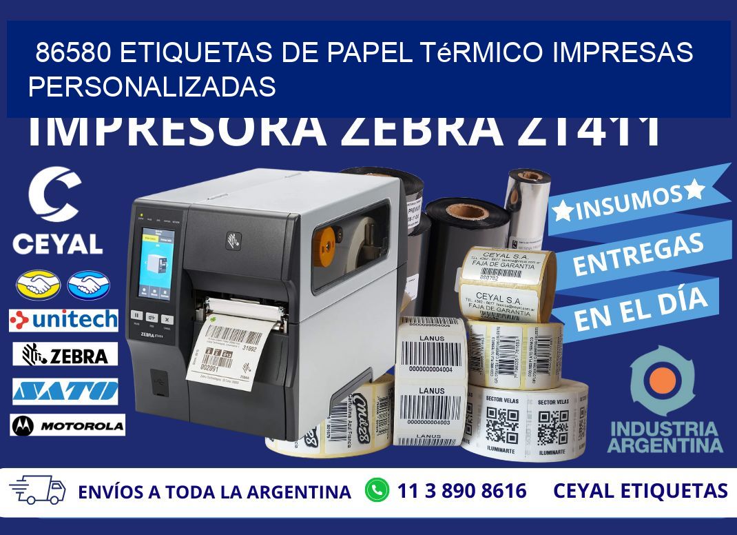 86580 Etiquetas de papel térmico impresas personalizadas