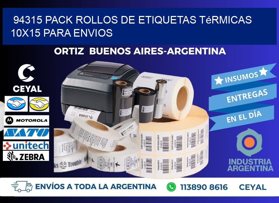 94315 pack rollos de etiquetas térmicas 10x15 para Envios