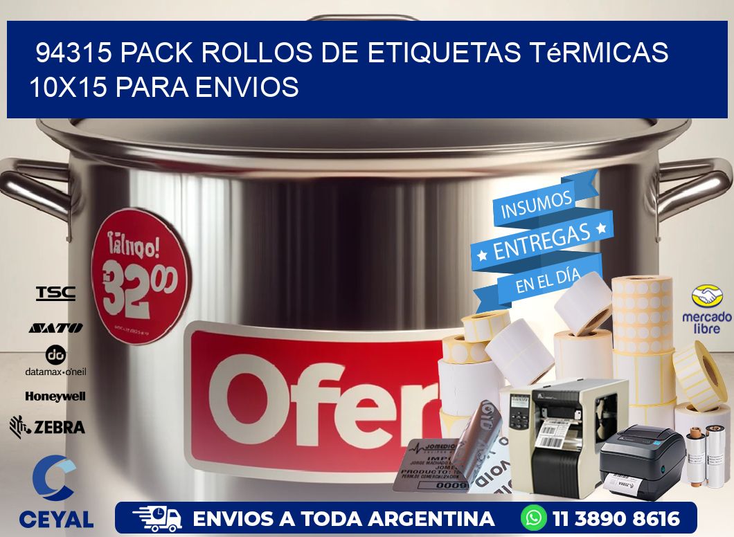 94315 pack rollos de etiquetas térmicas 10x15 para Envios