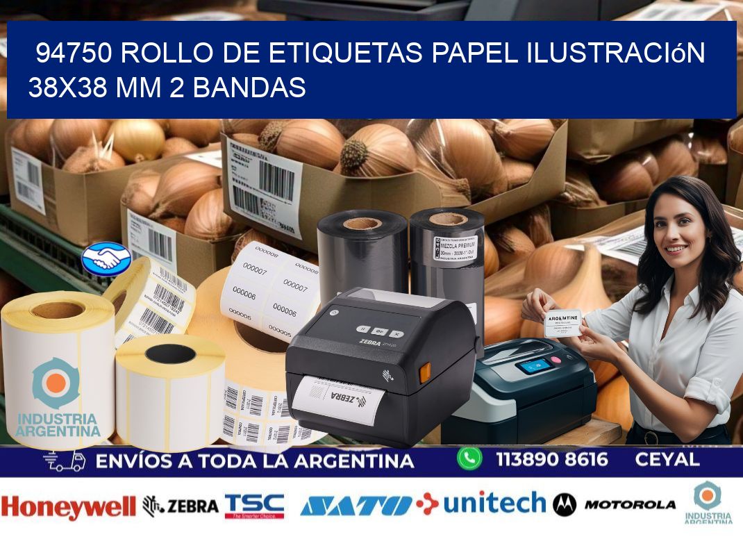 94750 Rollo de Etiquetas Papel Ilustración 38x38 Mm 2 Bandas