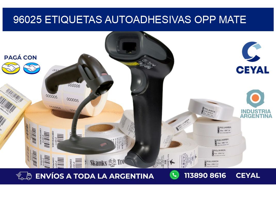 96025 etiquetas autoadhesivas Opp Mate
