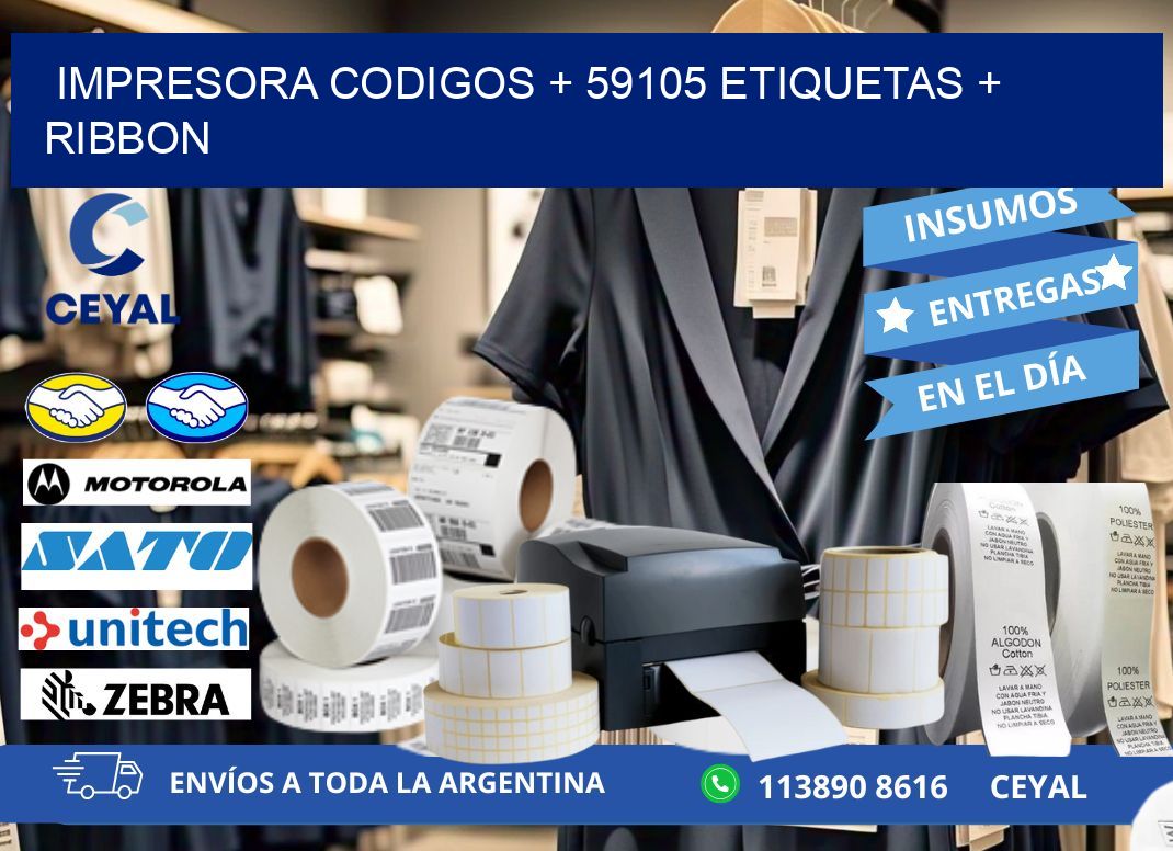 impresora codigos + 59105 etiquetas + ribbon