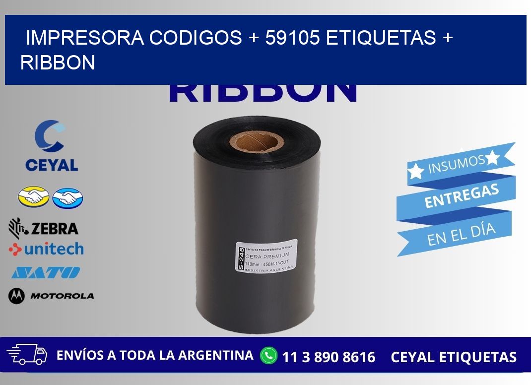 impresora codigos + 59105 etiquetas + ribbon