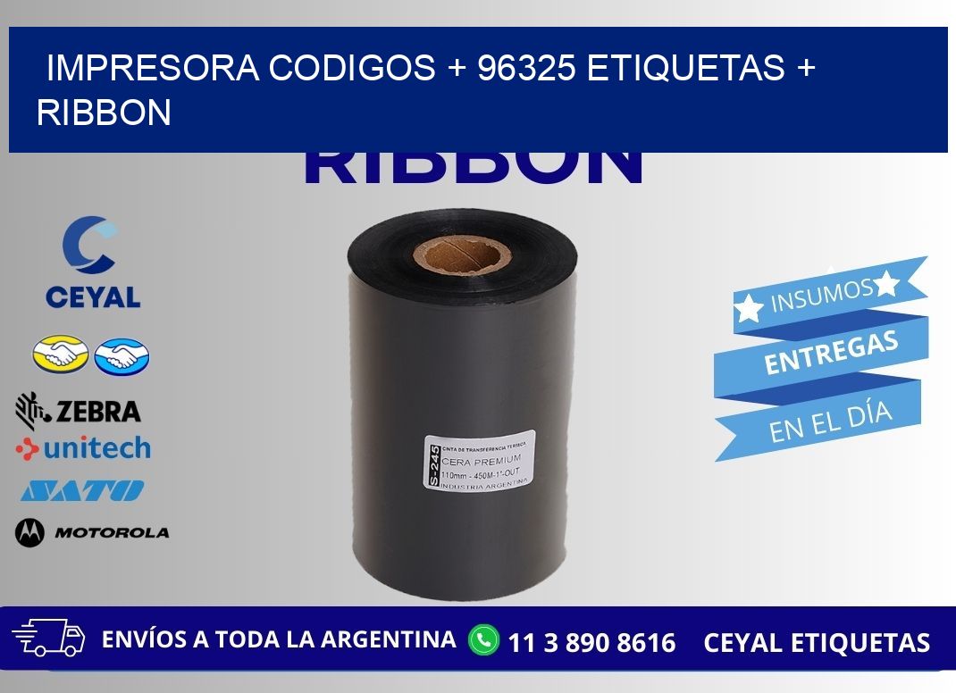 impresora codigos + 96325 etiquetas + ribbon