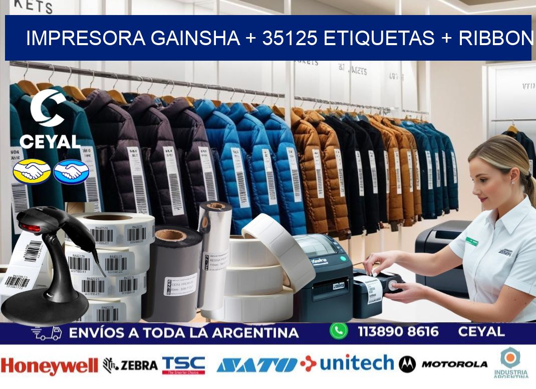 impresora gainsha + 35125 etiquetas + ribbon