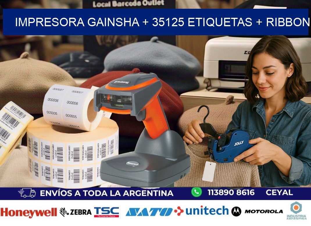 impresora gainsha + 35125 etiquetas + ribbon