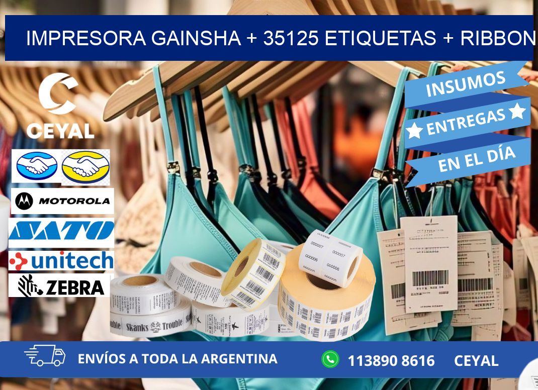 impresora gainsha + 35125 etiquetas + ribbon