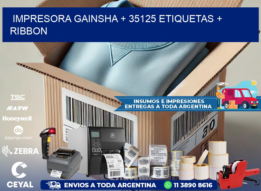 impresora gainsha + 35125 etiquetas + ribbon