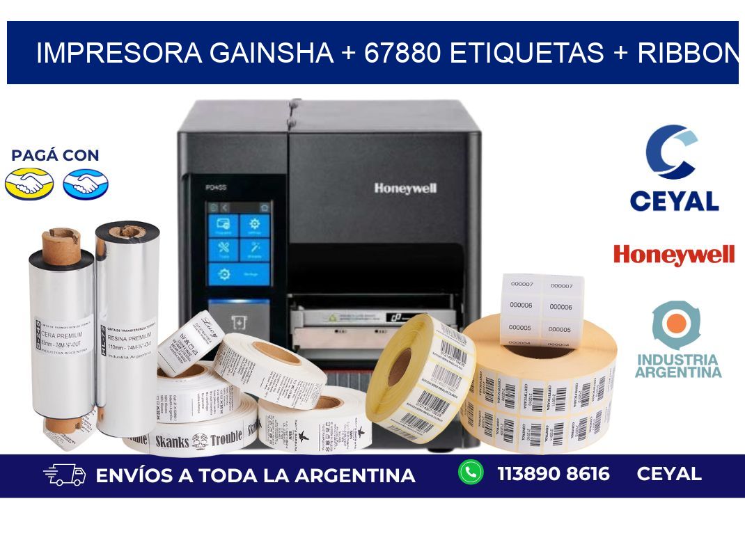 impresora gainsha + 67880 etiquetas + ribbon