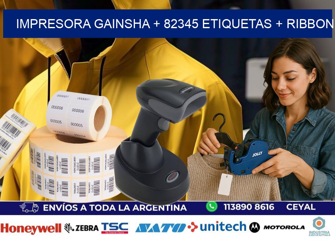 impresora gainsha + 82345 etiquetas + ribbon