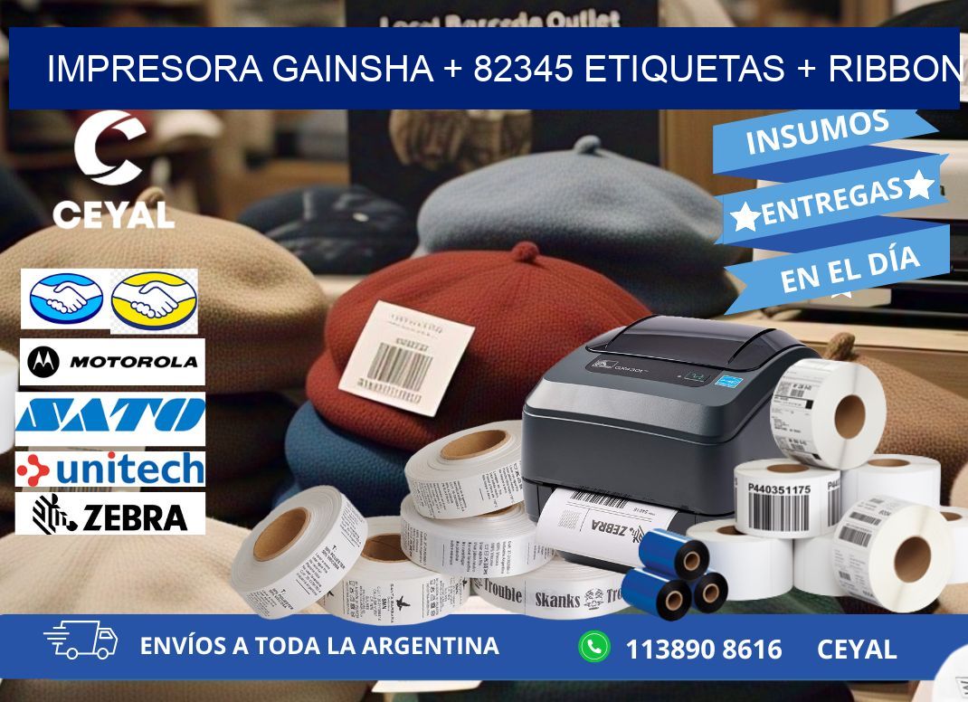impresora gainsha + 82345 etiquetas + ribbon