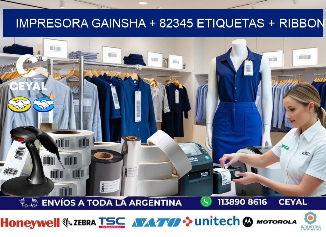 impresora gainsha + 82345 etiquetas + ribbon