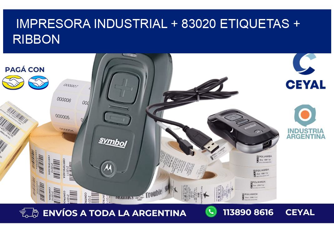 impresora industrial + 83020 etiquetas + ribbon
