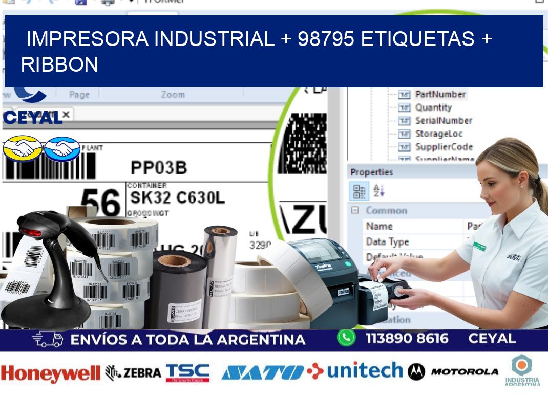 impresora industrial + 98795 etiquetas + ribbon
