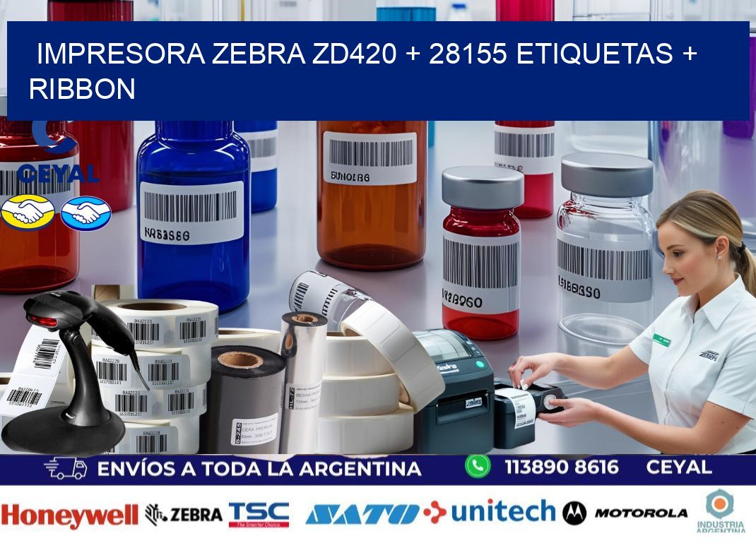impresora zebra zd420 + 28155 etiquetas + ribbon