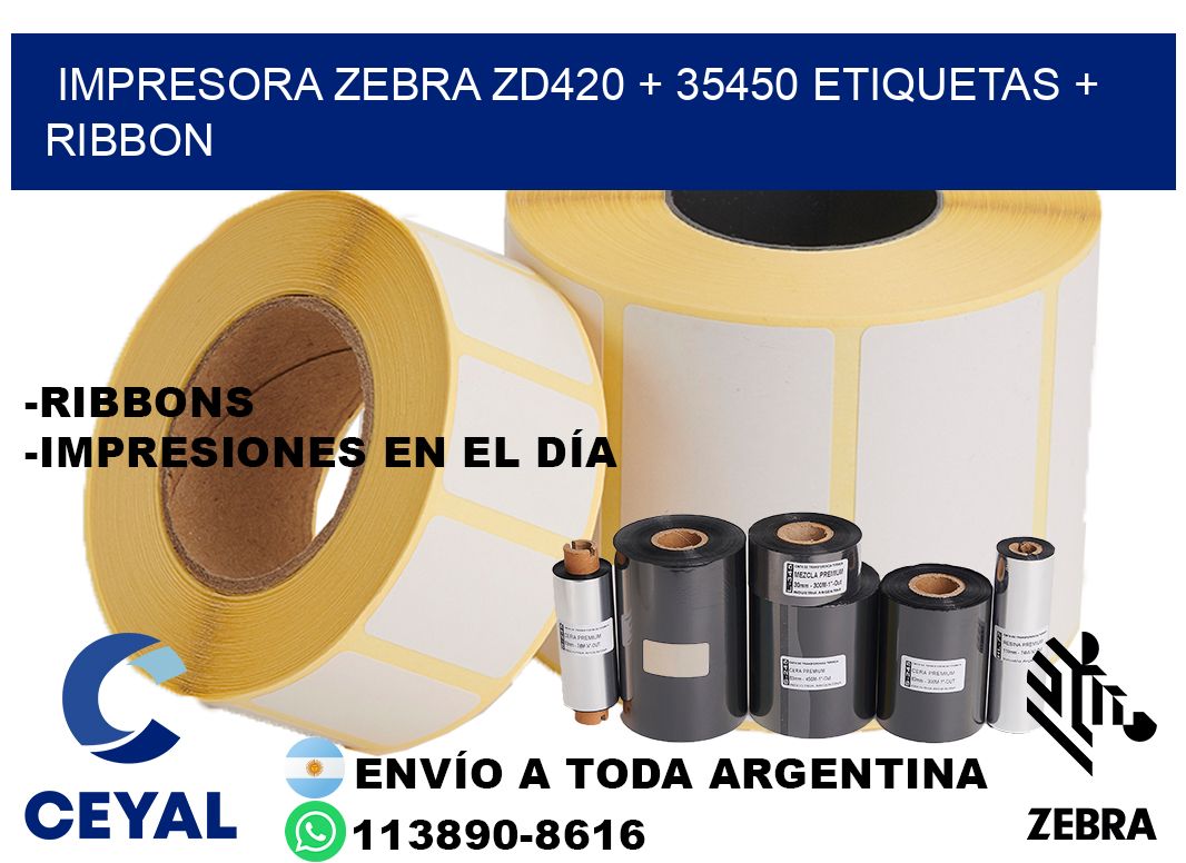 impresora zebra zd420 + 35450 etiquetas + ribbon