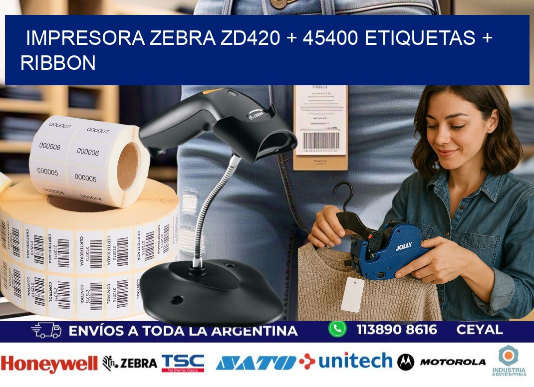 impresora zebra zd420 + 45400 etiquetas + ribbon