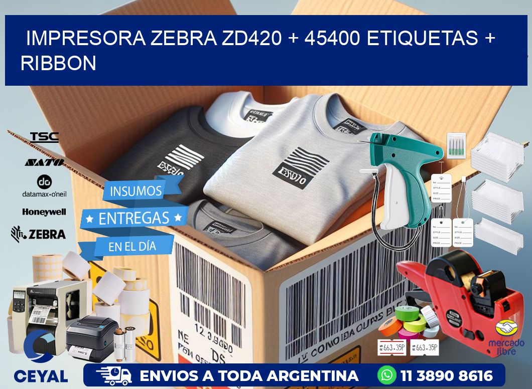 impresora zebra zd420 + 45400 etiquetas + ribbon