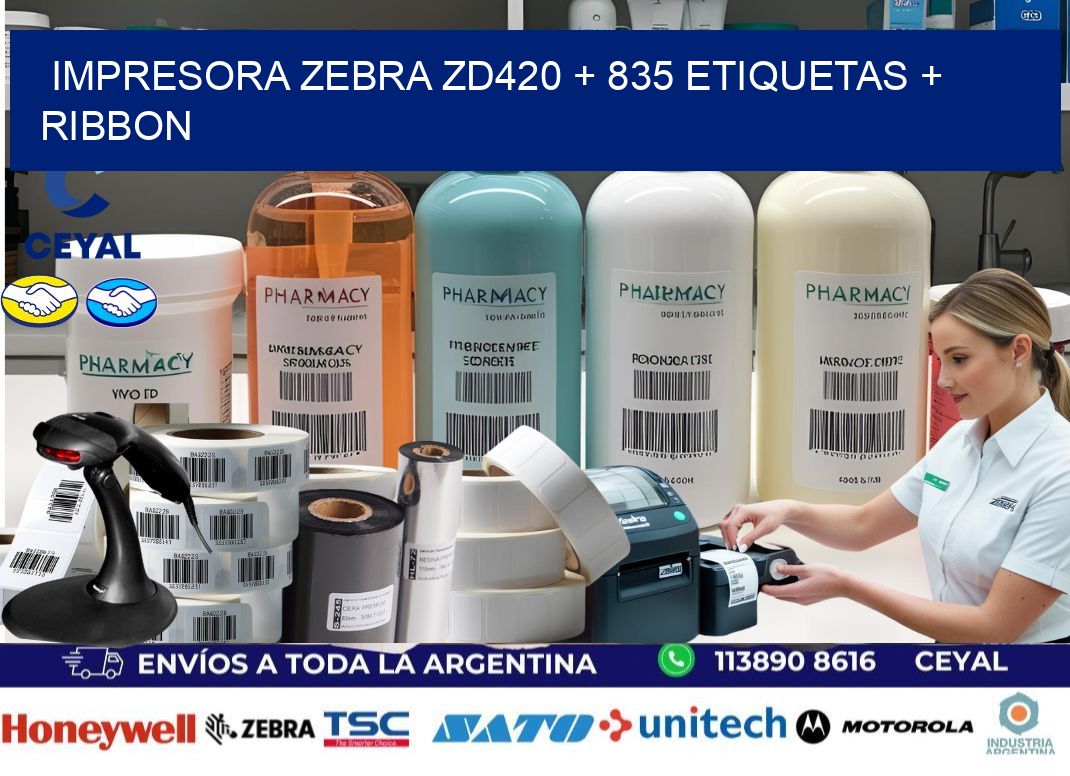 impresora zebra zd420 + 835 etiquetas + ribbon