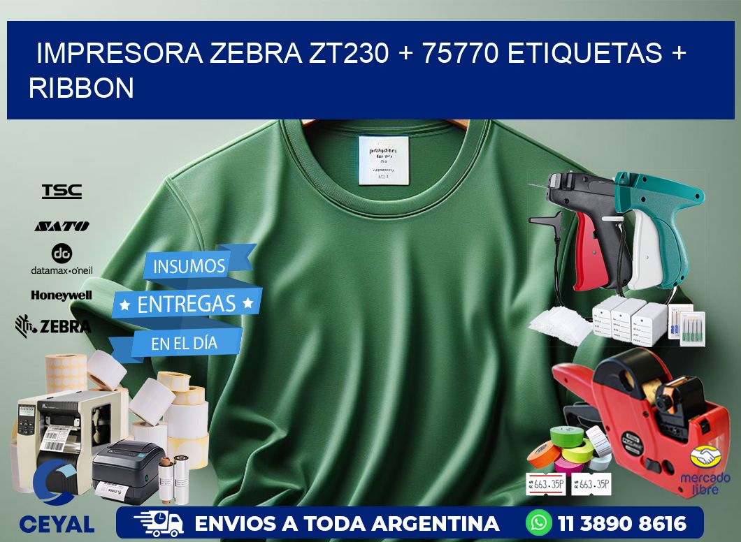 impresora zebra zt230 + 75770 etiquetas + ribbon