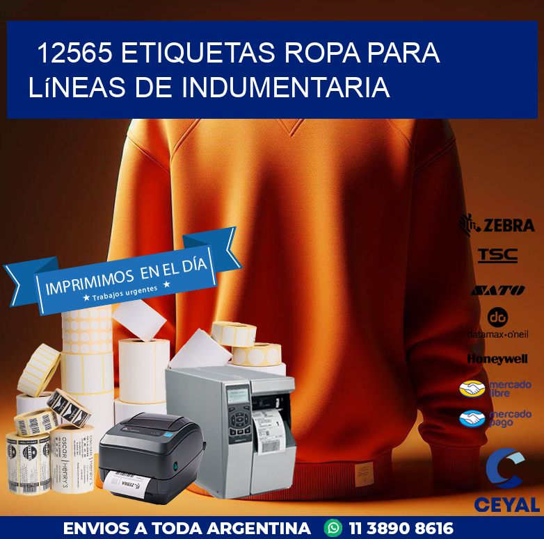 12565 Etiquetas ropa para líneas de indumentaria
