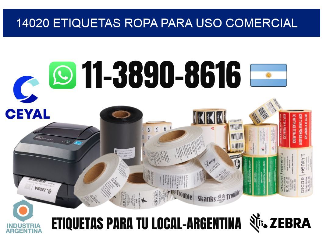 14020 Etiquetas ropa para uso comercial