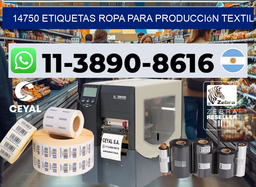 14750 Etiquetas ropa para producción textil