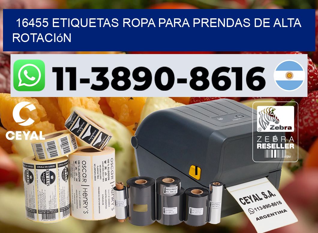 16455 Etiquetas ropa para prendas de alta rotación