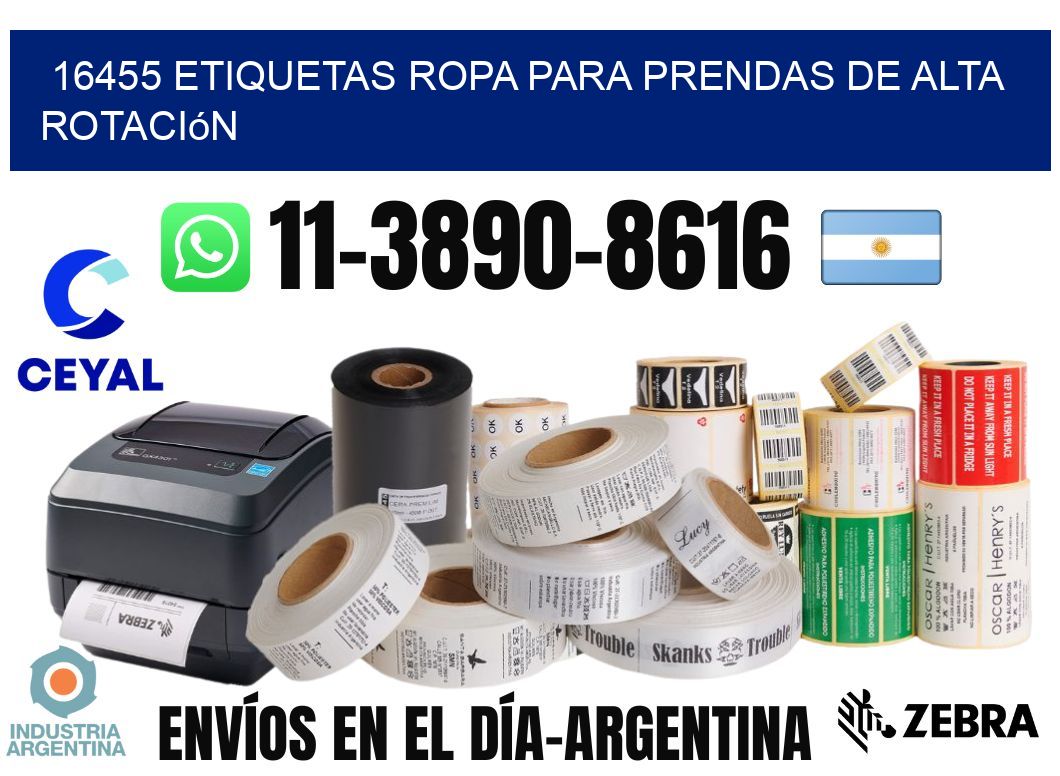 16455 Etiquetas ropa para prendas de alta rotación
