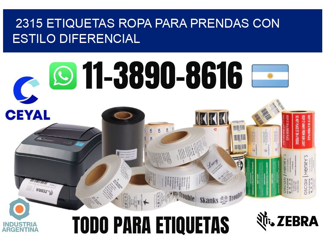 2315 Etiquetas ropa para prendas con estilo diferencial