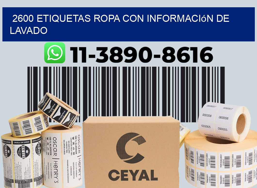 2600 Etiquetas ropa con información de lavado