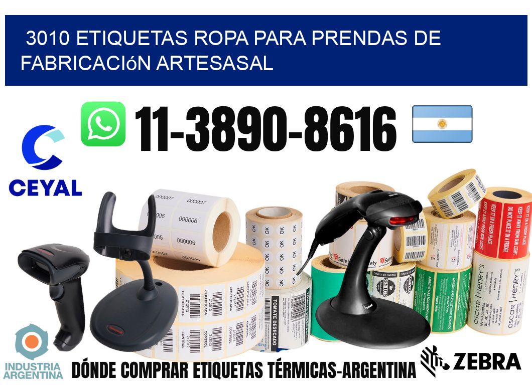 3010 Etiquetas ropa para prendas de fabricación artesasal