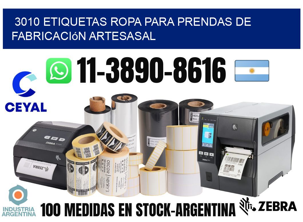 3010 Etiquetas ropa para prendas de fabricación artesasal