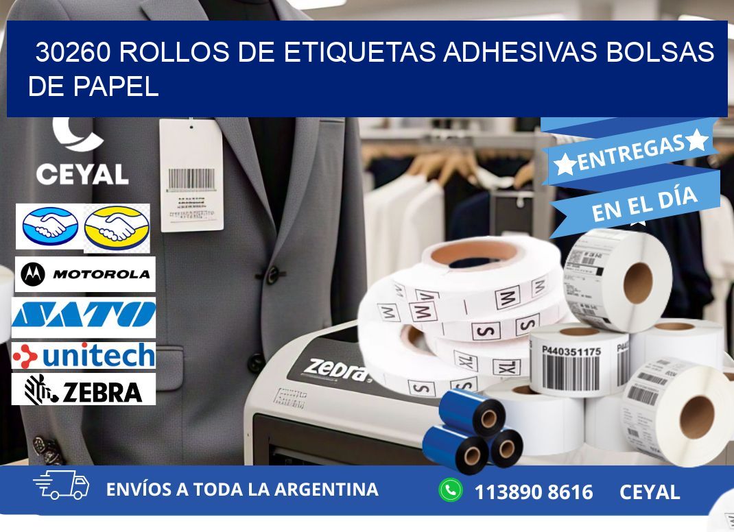 30260 rollos de etiquetas adhesivas bolsas de papel