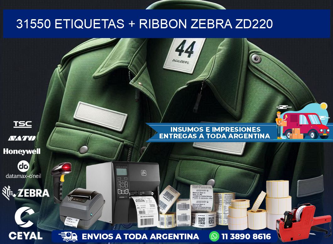 31550 etiquetas + ribbon zebra zd220