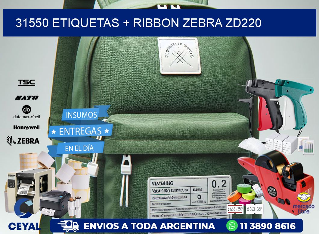 31550 etiquetas + ribbon zebra zd220