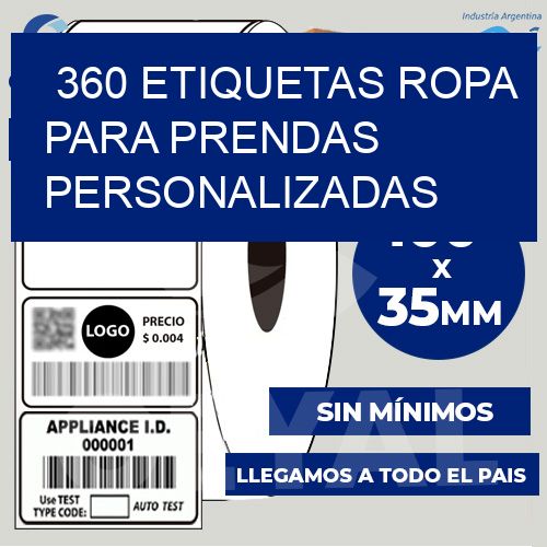 360 Etiquetas ropa para prendas personalizadas