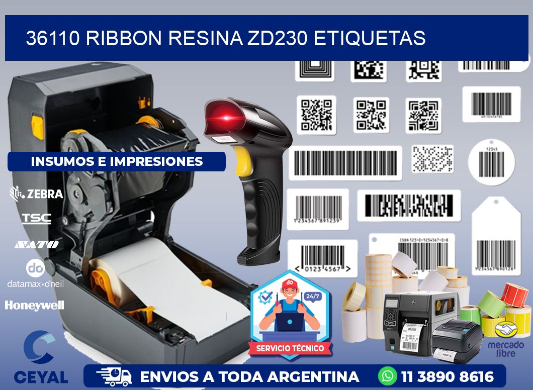 36110 ribbon resina zd230 etiquetas