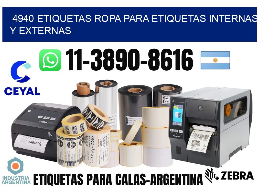 4940 Etiquetas ropa para etiquetas internas y externas
