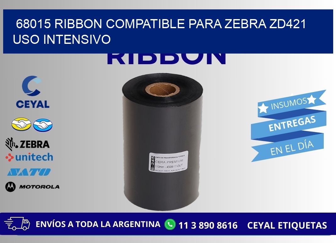 68015 ribbon compatible para zebra zd421 uso intensivo